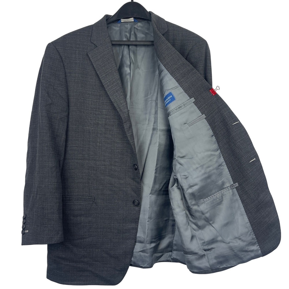 Samuelsohn 42R‎ Performance Wool Lycra Blazer Sport Coat Suit Jacket Gray *Read